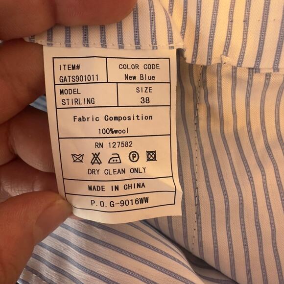 NWT AR18TO Aristo Eighteen Stirling Men’s Unhemmed Dress Pants Size 38 New Blue - Picture 7 of 9